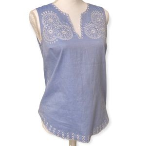 J. Crew Sleeveless Embroidered Eyelet Blouse